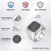 Stylish Men's Stainless Steel Ring,Black AAA Crystal Zircon Square Ring Thumb Ring,Anniversary Birthday Fatehr Gift
