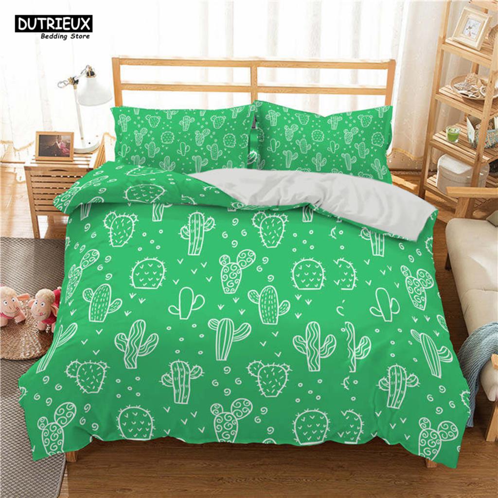Cactus Print Polyester Bedding Sets Child Kids Covers Boys Bed Linen Set For Teens King Size Bedding Set