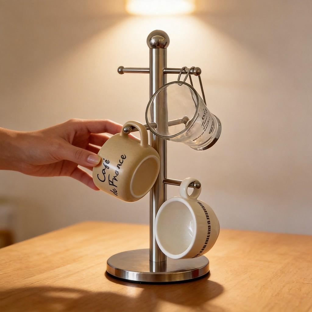 Creative Wallmounted Coffee Mug Organizer With Metal Hooks For Home Decor And Gift