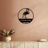 Metal Flamingo Wall Decor, Personalized Family Name Sign, Rustic Indoor Outdoor Art, Unique Home Gift