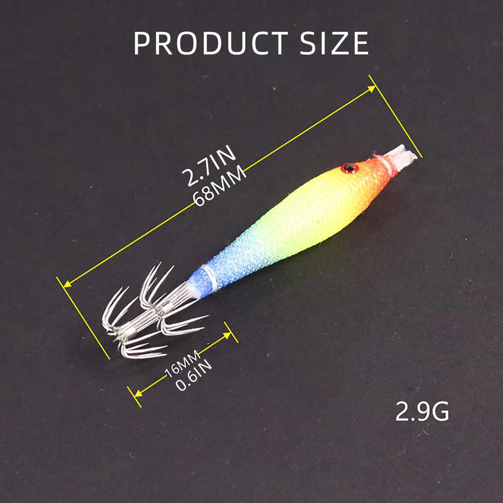 5Pcs Fishing Squid Jigs Saltwater Fishing Lures Squid Jigs Hook Soft Fishing Lures Luminously Blowing Tube Shrimp Lures