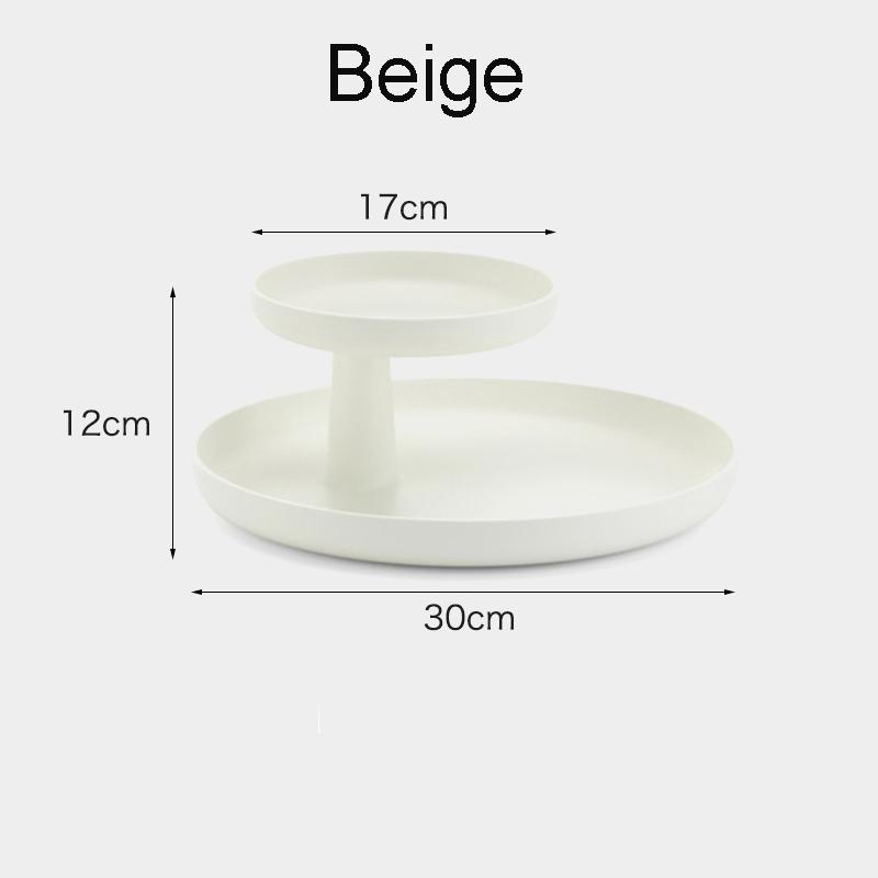 Вращающийся скандинавский поднос для хранения подставка для ювелирных изделий круглая 2 слоя АБС-пластик фруктовница бежевый 5298₽