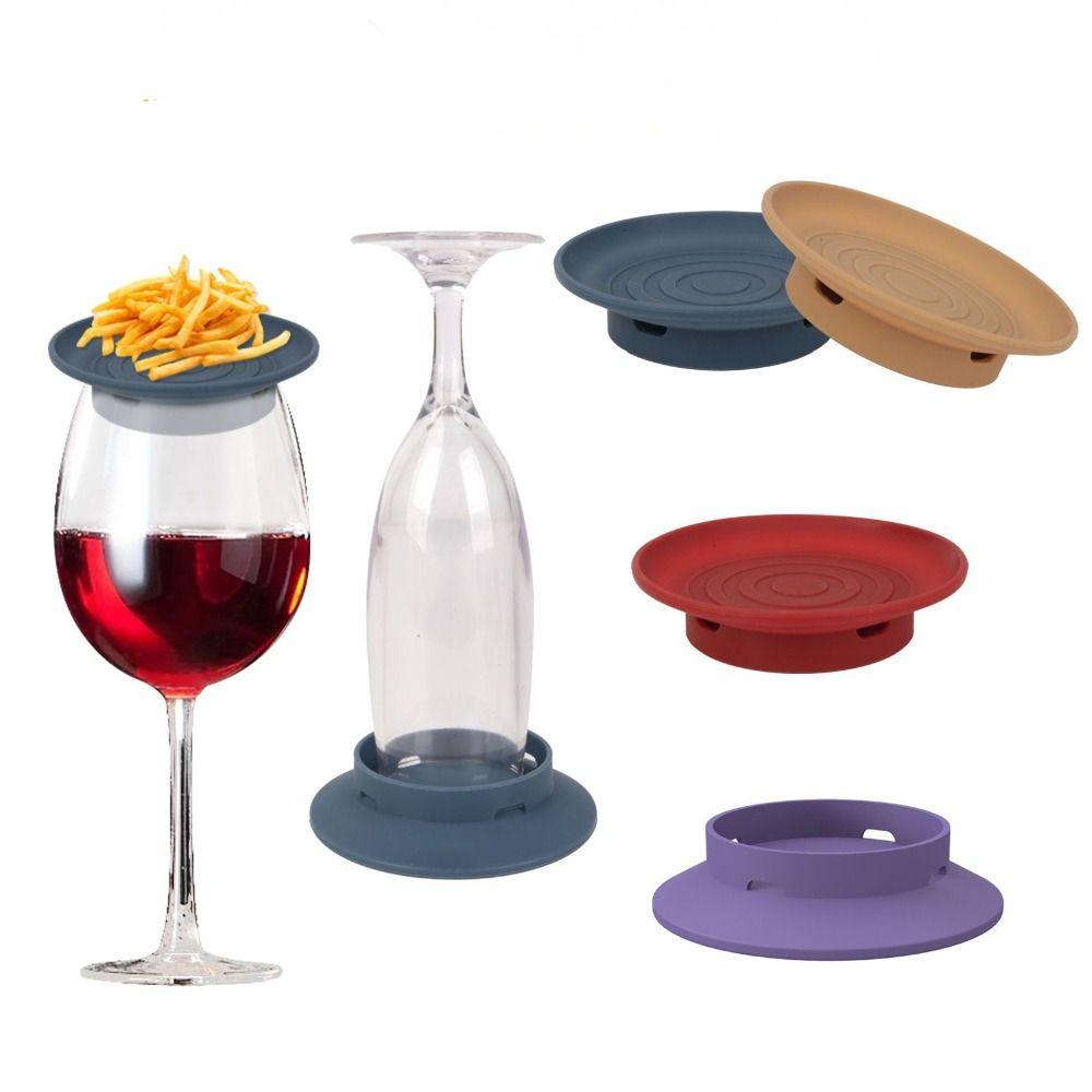 

Dual-Use Wine Glass Charcuterie Board Topper Round Coaster Wine Glass Food Tray Leisure Time