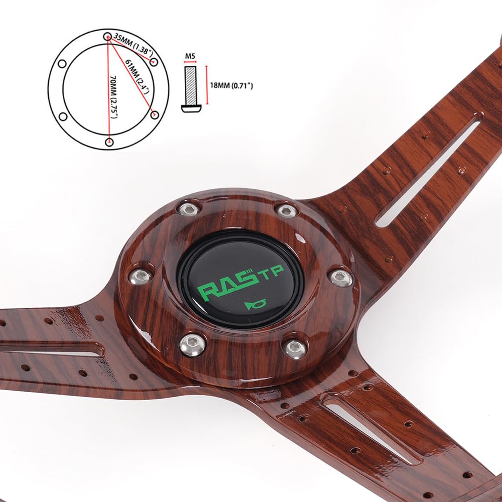 MUTEKI Car Steering 350mm Lightweight ABS Replacement for Cars and Deep Cone Steering Wheel with Horn Universal Fit Wheel, Diameter, Material, Games,