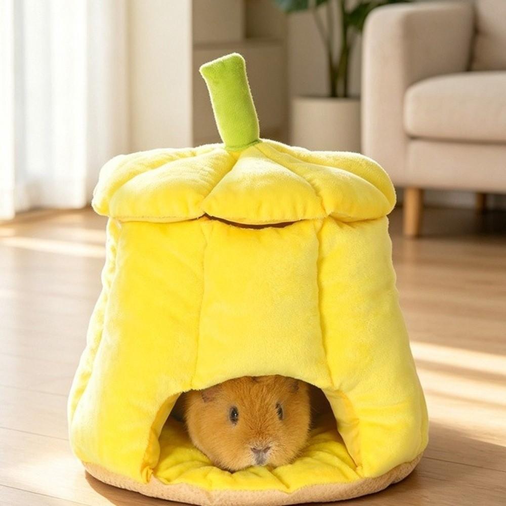 Windproof Hamster Pumpkin Nest Semi-Enclosed Small Pet Cotton Nest Hamster Sleeping Cave  Winter