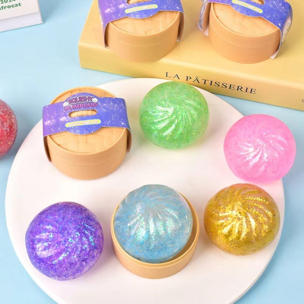 Mini Glitter Dumpling Squishy Toys Realistic Bun Sensory Fidget Ball Squishy Dumpling  Kids Adults