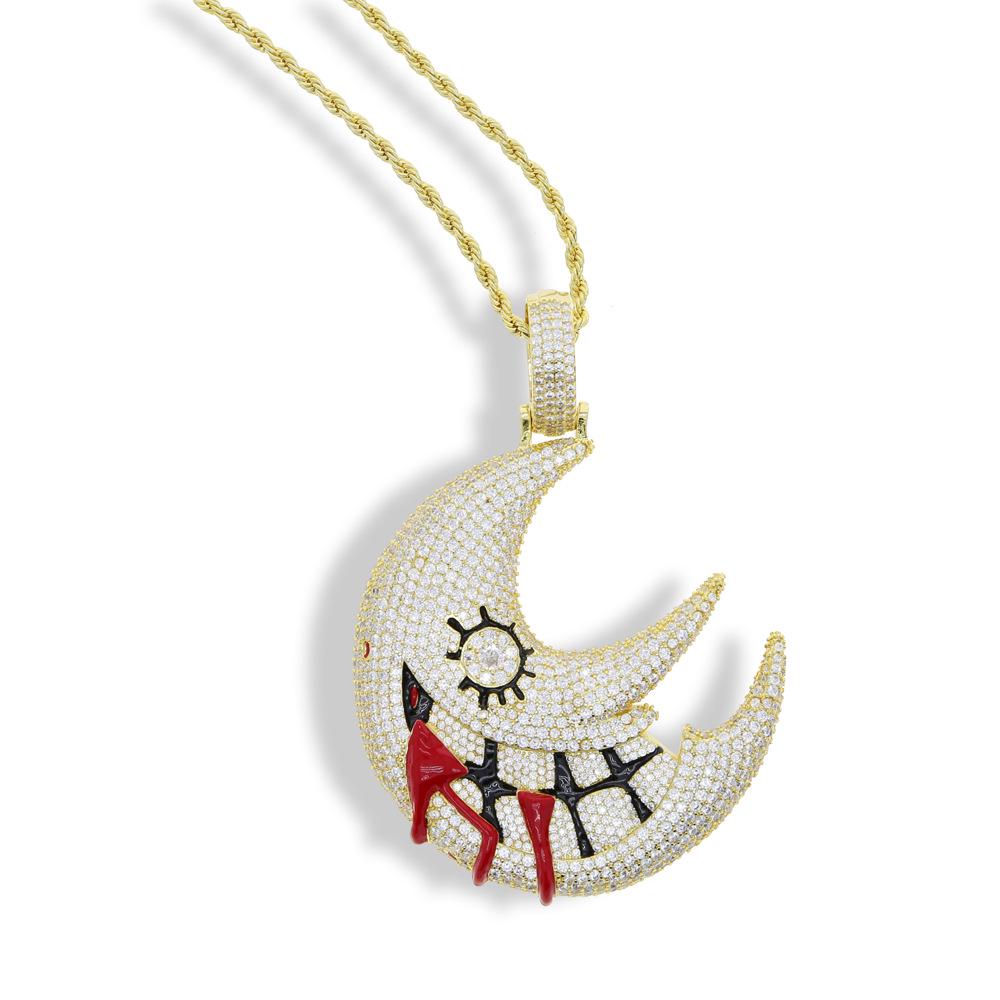 European Retro New Moon Zircon Pendant - Men s Fashion Jewelry Trend