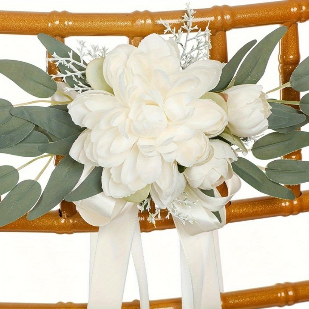 4 Pcs Chair Decor Wedding Aisle Decorations Artificial Flowers for Wedding Ceremony Party with Artificial Flowers for Chair Decorations Party Decor