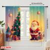 Set Of 2 Plane Printing Popular Curtains Cute Santa Christmas Tree Gifts Durable Polyester Fabric Without Rod Curtain Made
