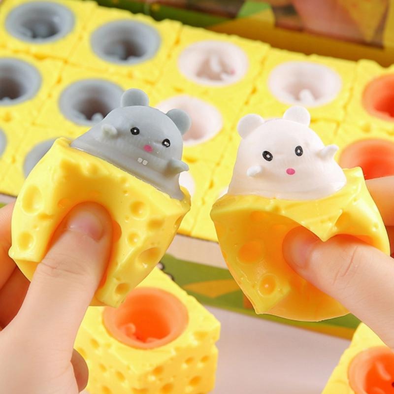 Squeeze Cheese Stress Ball Mouse Shaped Sensory Squeeze Toy For Adults Children Office Home Use Soft Durable TPR Material
