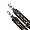 [DDBody] Embroidered Shoulder Strap, Replacement Bag Strap, Genuine Leather, Original Wide, Women's (Black Chain, 141cm X 3.8cm)