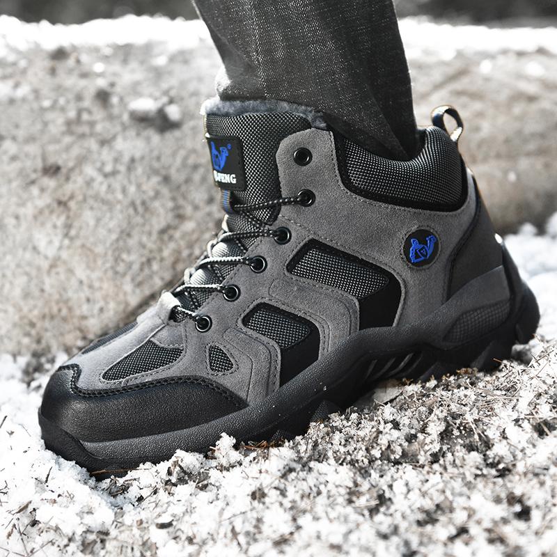 39-48 Uomo Taglie Forti Scarpe alla Moda High Top per Escursionismo e Alpinismo all'Aperto con Imbottitura in Cotone Peluche Scarponi da Neve