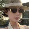 Retro Metal Small Oval Frame Sunglasses For Women Men UV Resistant Sun Glasses For Men UV Resistance Summer Shades