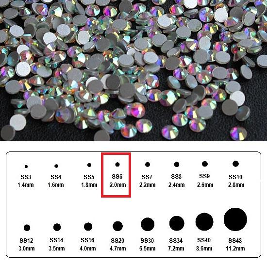 

1 упаковка, смешанный размер, плоская задняя сторона AB, украшение для ногтей со стразами, SS6-SS40 в упаковке ss6