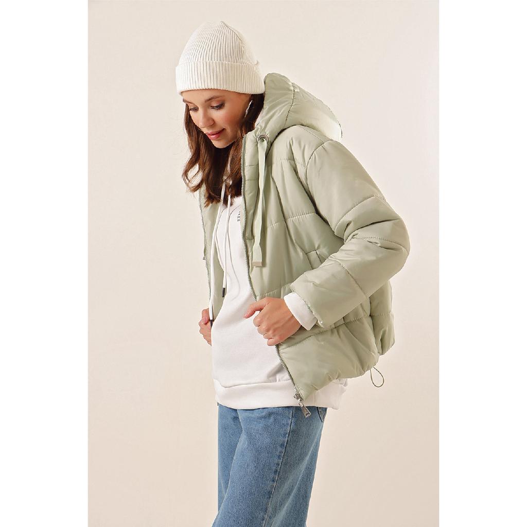 Damen-Daunenjacke mit Kapuze und Reißverschluss Y20w110-7115