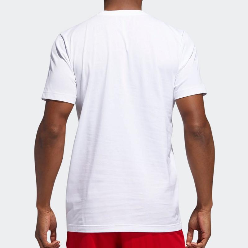 Adidas T Shirts Men's White Crew Neck Moderate Straight Fit DU6296