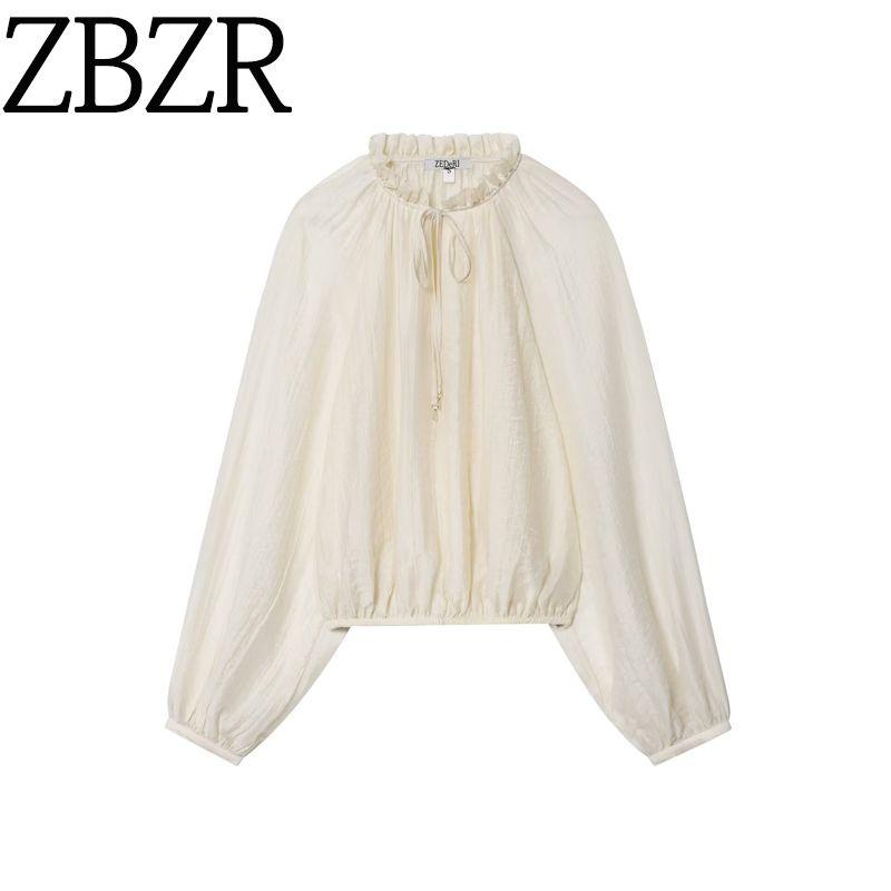 Zbzr Autumn New Women Clothes Western Style Fashion Temperament Loose Bubble Vertical Shirts Top 5029182
