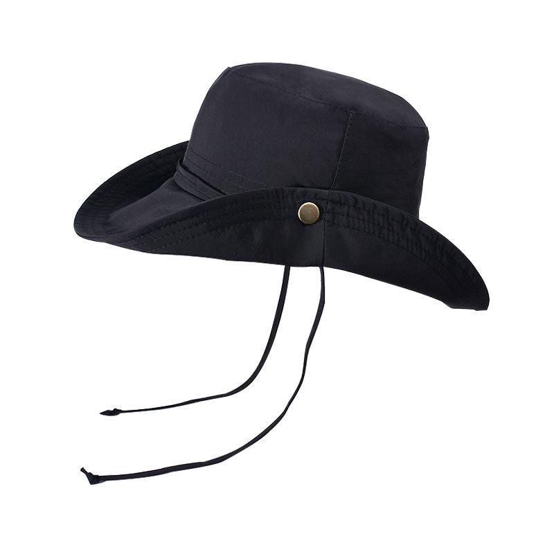 

Новая весенне-летняя женская шляпа-ведро, водонепроницаемая складная шляпа с большими полями, которую можно подвешивать для кемпинга в горах, защиты от ультрафиолета, кепка для бассейна One Size（55-60cm） чёрный