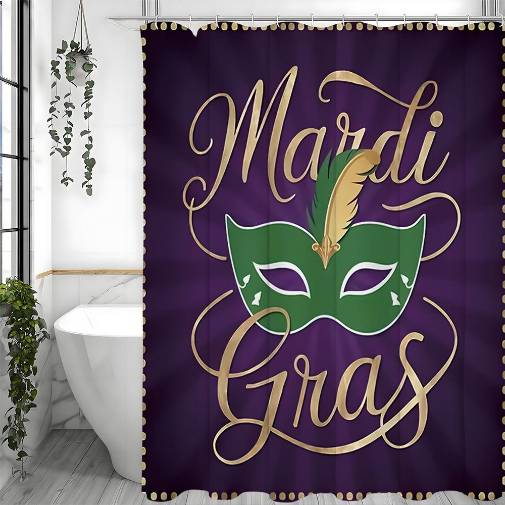 

Creative Art Purple Mask Shower Curtain Washable Dirt-Resistant Shower Head Waterproof Polyester Bath Curtain For Home Decor W60H190(CM)-1 Pcs