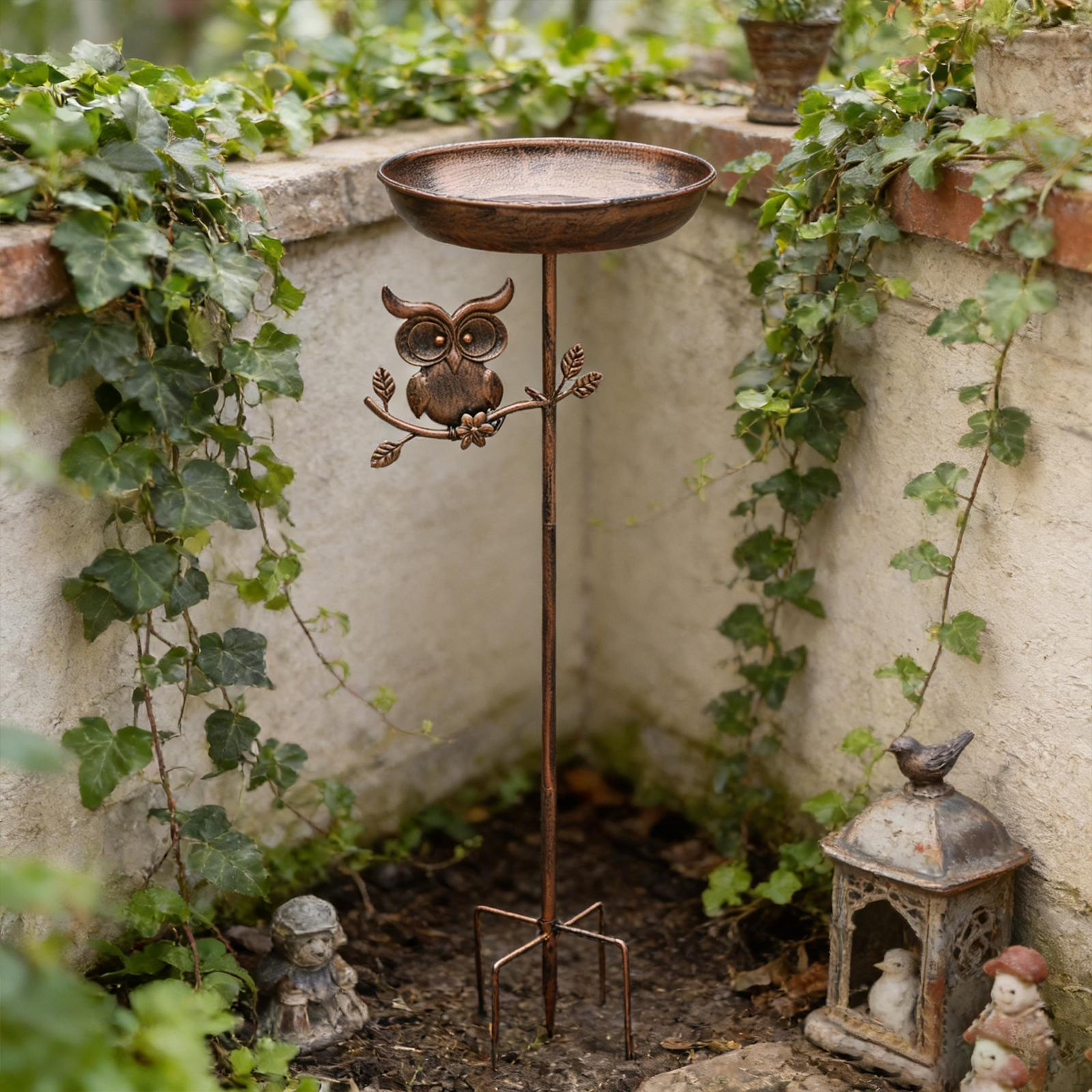 

Outdoor Bird Bath with 5 Prongs Stake Feeder Durability Stable Garden Decor Metal Birdfeeder
