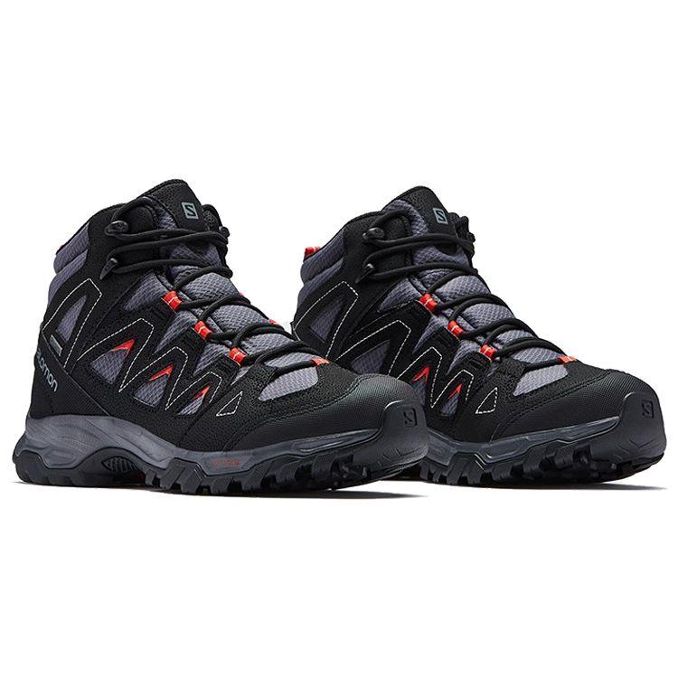 Salomon Shock Absorbing Non-Slip Durable Mid-Top Hiking Shoes Men Hiking Shoes Ebony 413807