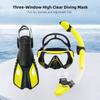 Diving Goggles Three-Window High Clear Diving Mask with Full Dry Snorkel and Adjustable Fins  for