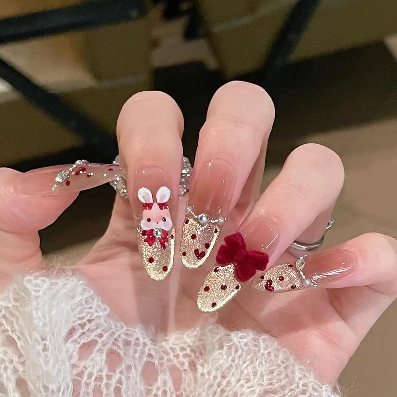 Wearable Sweet Cute High-End Handmade Nail Art Tips False Nails