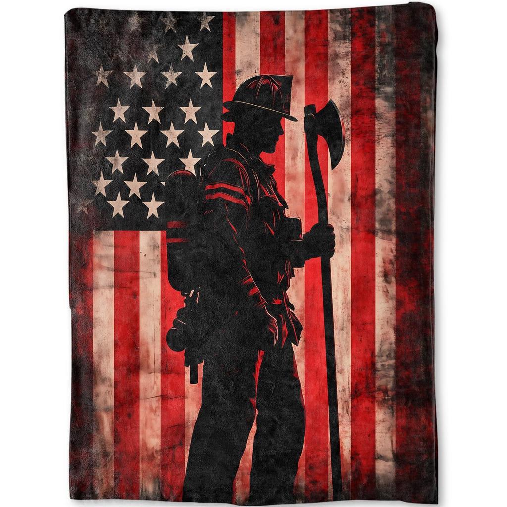 Firefighter blanket gift for firefighter man dad husband adult bedroom living room decoration flannel blanket
