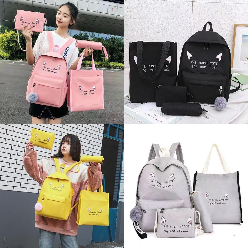 Casual Student Bookbag With Breathable Back System And Letter Print Design