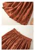 2025 Spring/Summer Women's Cotton Linen Polka Dot Pleated Midi Skirt with Elastic Waist