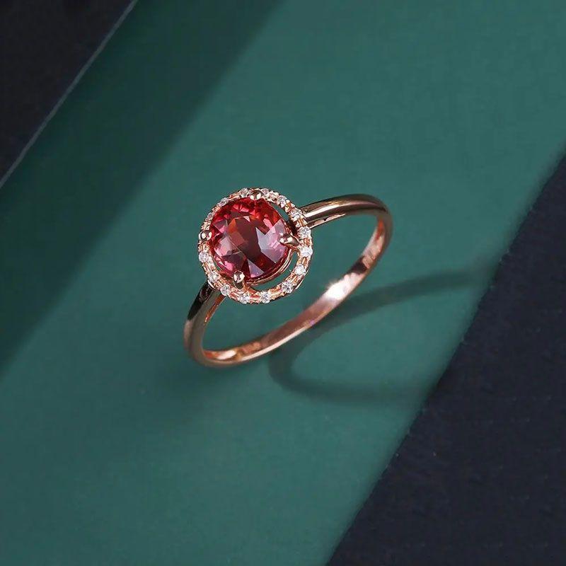 Purple Gold Red Stone Simple Fashion Light Luxury Cold Crystal Clear Gold Plated Rose Gold Open Ring