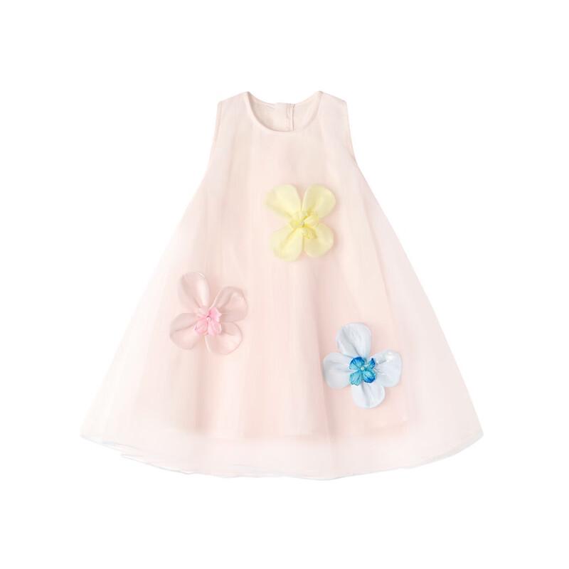 Desa Girls' 2026 Summer 3D Floral A-line Mesh Dress