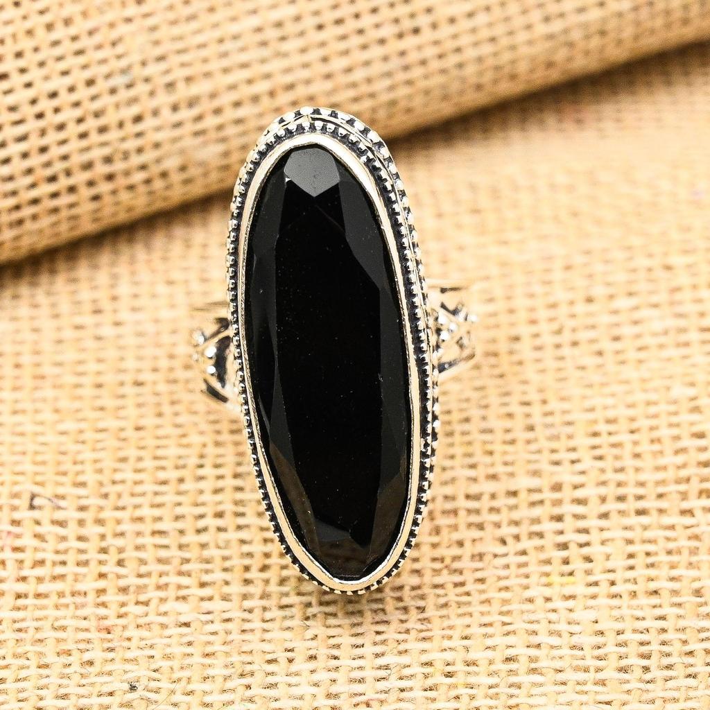 Black Spinel Gemstone Handmade 925 Sterling Silver Ring Jewelry For Engagement Gift