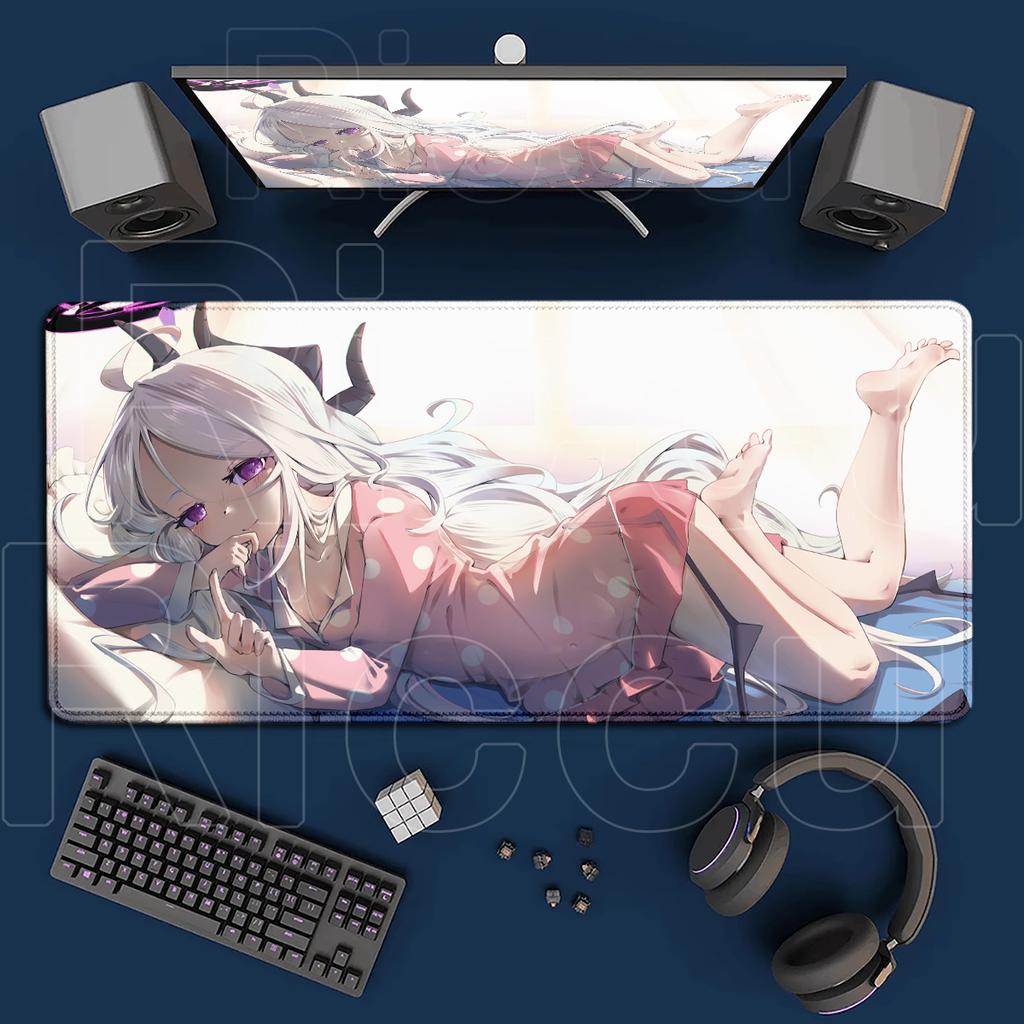 Game Blue Archive Kawaii Sorasaki Hina Mousepad Non-slip Computer Keyboard Mat Large PC Rubber Accessories Office Cabinet Carpet