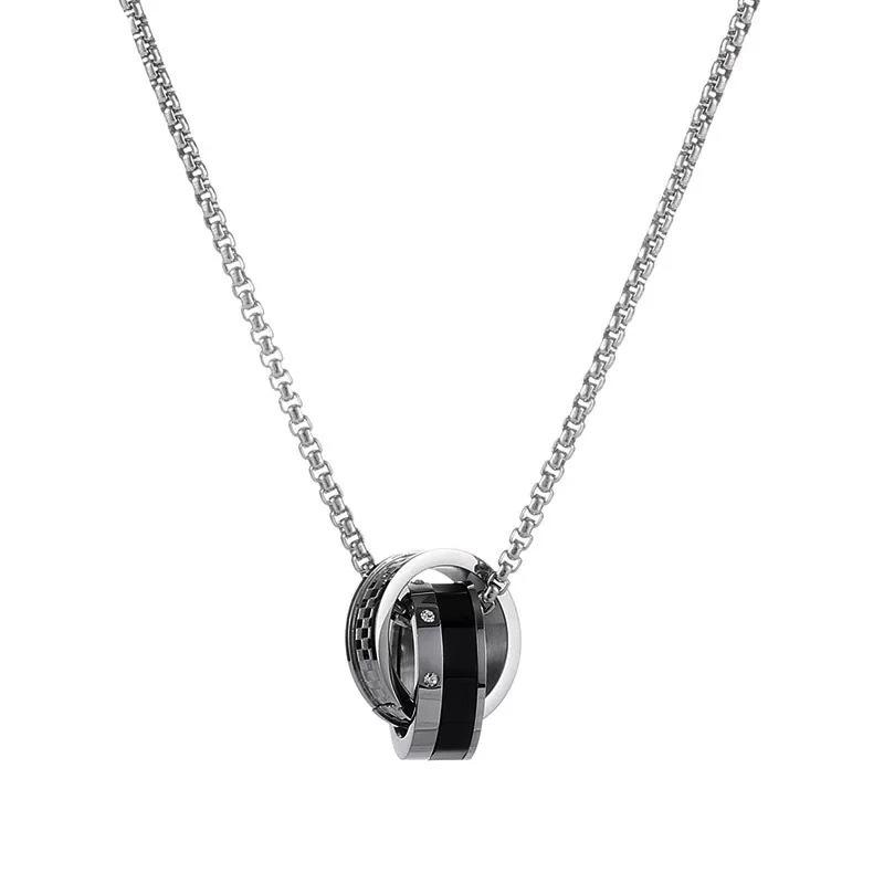 Minimalist Double Ring Buckle Pendant Necklace Unisex Street Hip Hop Personalized Jewelry