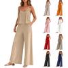 Women's Fashion Casual -Color Elegant Two-Piece Crewneck Vest Wide Leg Pants Set