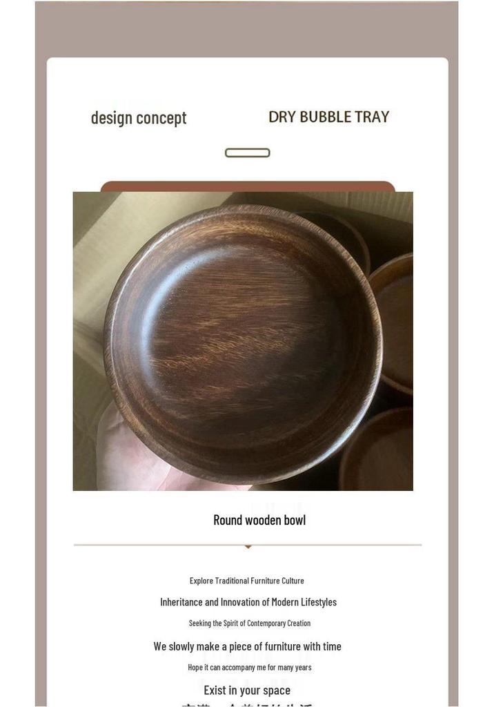 High-End Walnut Wood Round Salad and Fruit Bowl