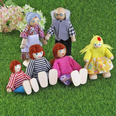 Doll Houses People 8 Family Figures Wooden Dolls Realistic Design Poseable Puppets for Imaginative Play Educational