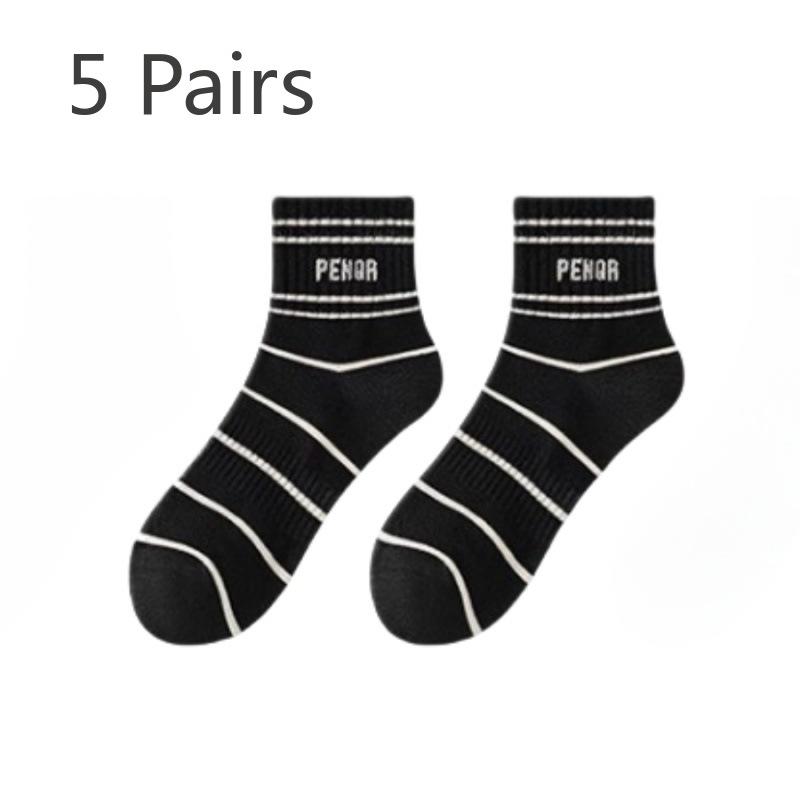 

5 пар женских летних тонких новых носков-труб из чистого хлопка с дезодорирующим эффектом и дышащими свойствами 5 Pairs чёрный