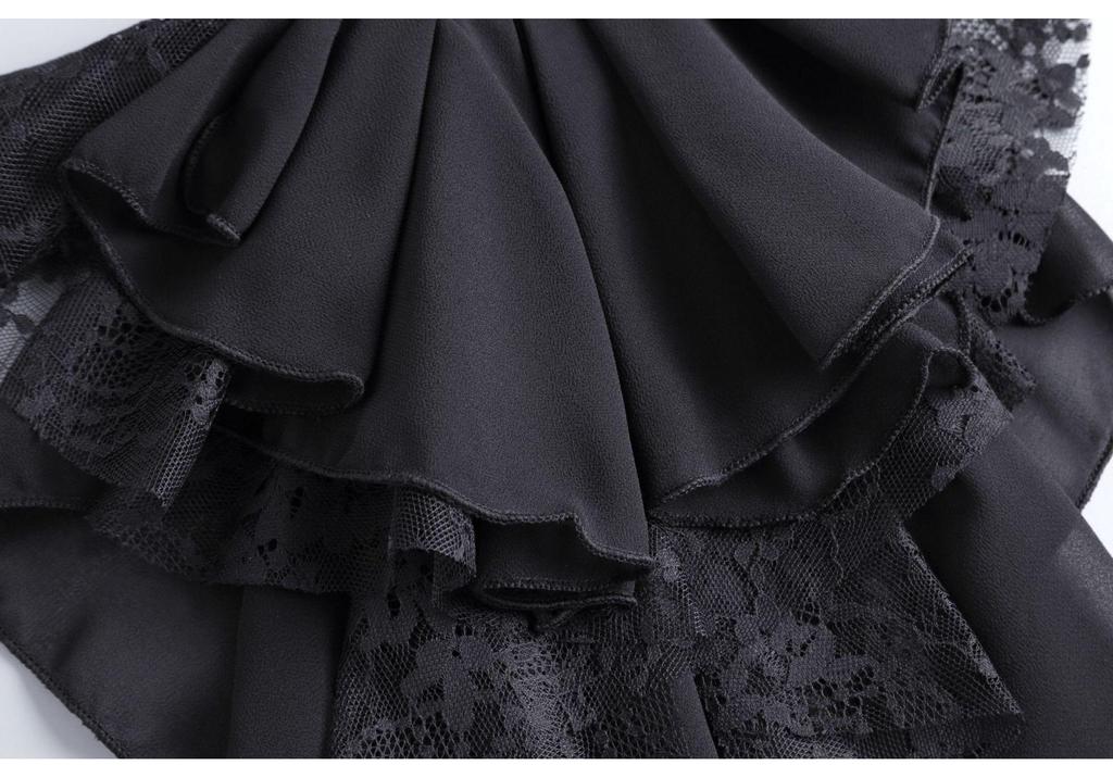 Unisex Retro Lace Ruff Collar Scarf with Artistic Bow Tie Accessory