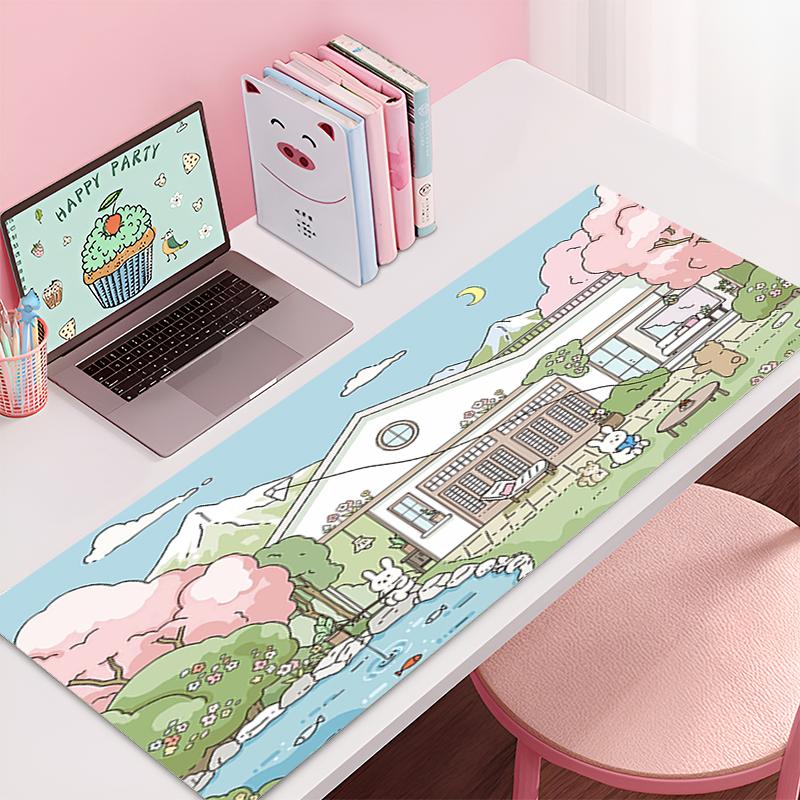 Anime Deskmat x Laptop Table Mat Cute Rabbit Rubber Accessories Gaming Mouse Mat Keyboard Carpet Mouse Pad Office Deskmat