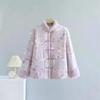 Women's Chinese-Style Fleece-Lined Cotton Jacket: Winter Thickened Retro Outerwear with Frog Buttons