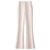 Beige Woolen Micro-Flare Pants for Women - Autumn/Winter 2024 Collection, Slimming Thick Cashmere for Petite Sizes.