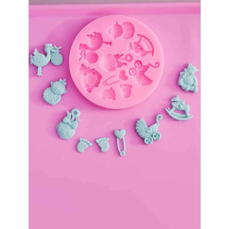 1pc Cartoon Design Mold, Pink Round Cartoon Chocolate Mold For Baking Fondant Mold with Bow Shapes for Cake Decorations