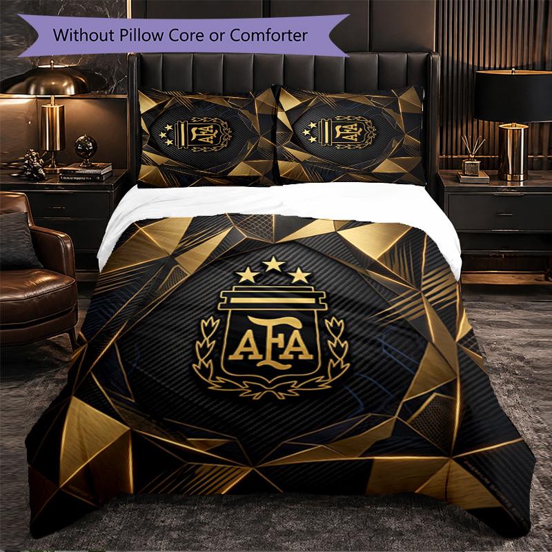 Argentina Football Pattern 3 Pieces Bedding Set Soft Microfiber Duvet Cover with Pillow Cases for Bedroom
