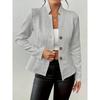 QICED Women's Vintage Casual Solid Color Print Autumn Winter Long Sleeve POLO Neck Jackets & Coats