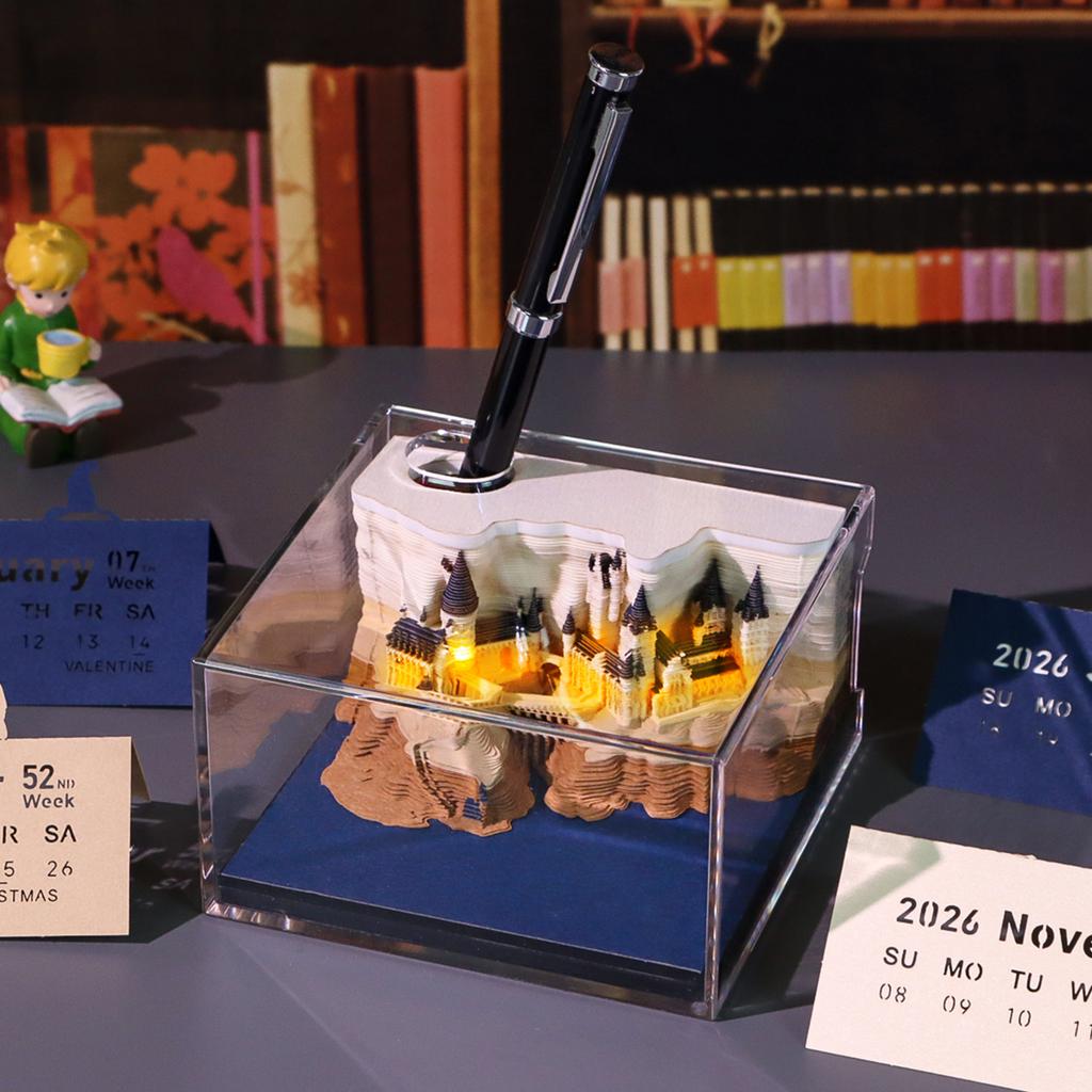 2026 3D Art Calendar With Lights Home Office Desk Calendars Art Sculpture Household Desktop Decoration New Year Christmas Gifts