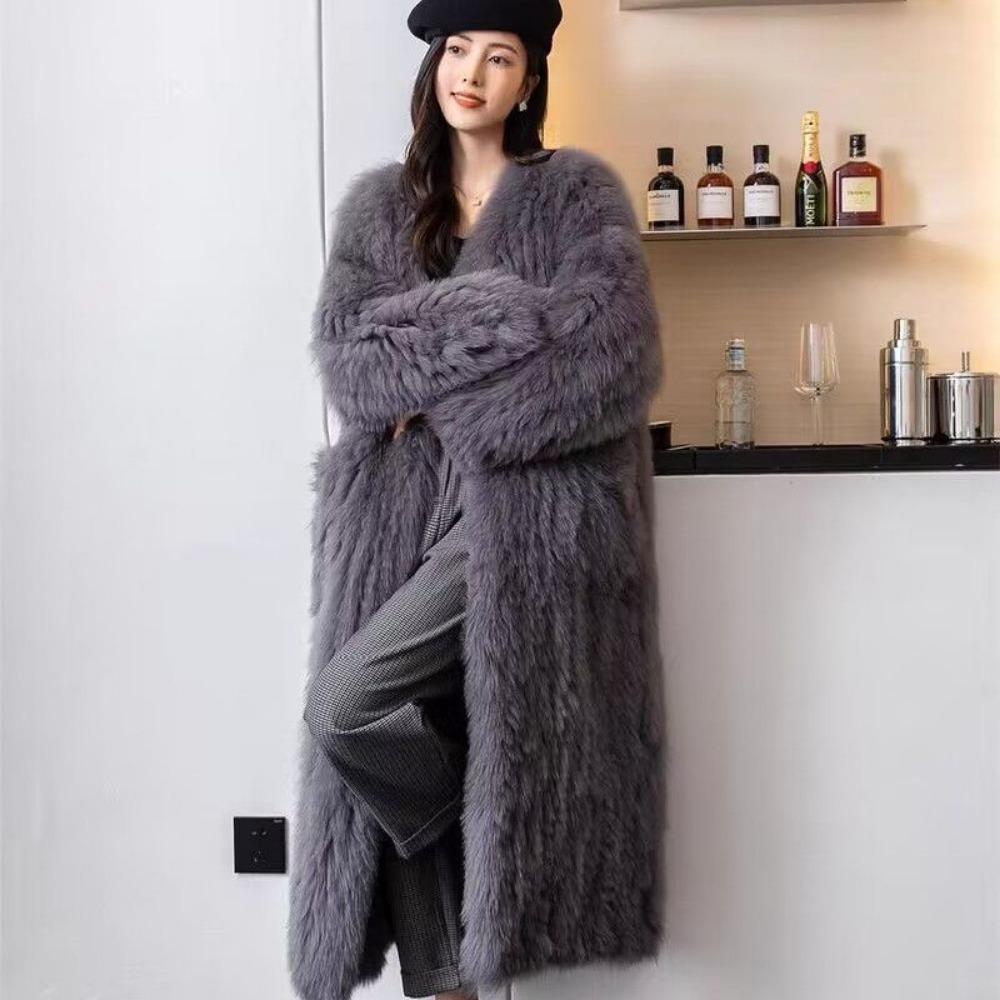 Fox Fur Long Fur Coat Women's Winter New Imitation Fur Coat Coat Young Internet Celebrities Thickened Cotton Coat