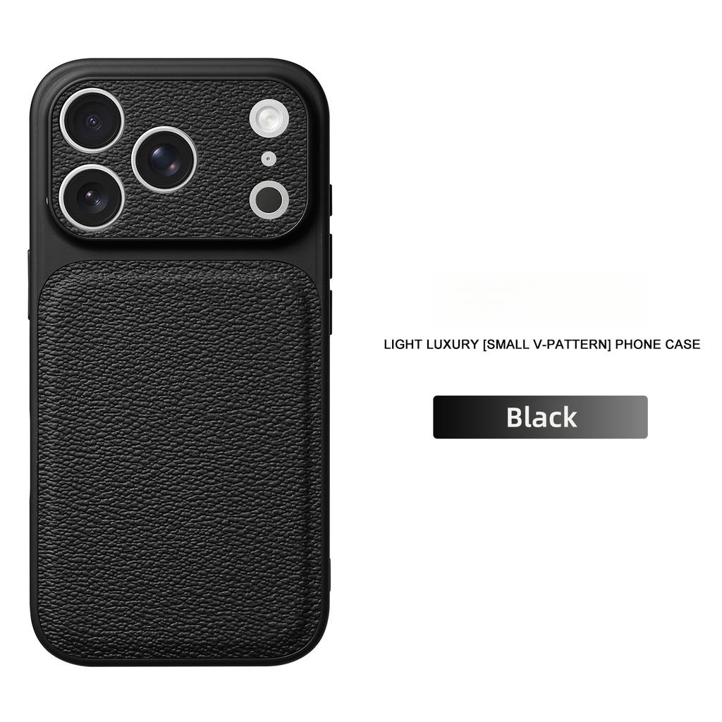 Solid Color Lychee Grain Leather Phone Case, Anti-Scratch & Shockproof Protective Cover for IPhone 17 Pro Max  16 15 14 13 Air