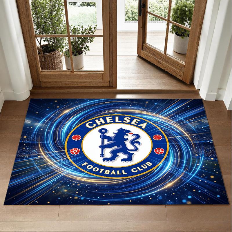 Chelsea FC Design Crystal Velvet Rug Soft Decorative Mat for Bedroom Entrance